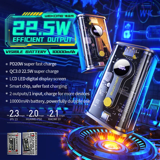 Павербанк Wekome Vanguard 10000 mAh 22.5W Black (WK-WP-333)