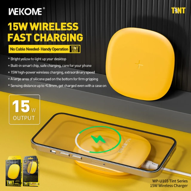 Безпровідна зарядка Wekome WP-U165 Tint Series Qi 15W Yellow (WK-WP-U165)