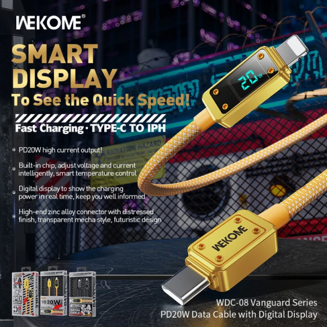 Кабель Wekome WDC-08 Vanguard Series USB-C to Lightning 1m Tarnish (WK-WDC-08_TARNISH)