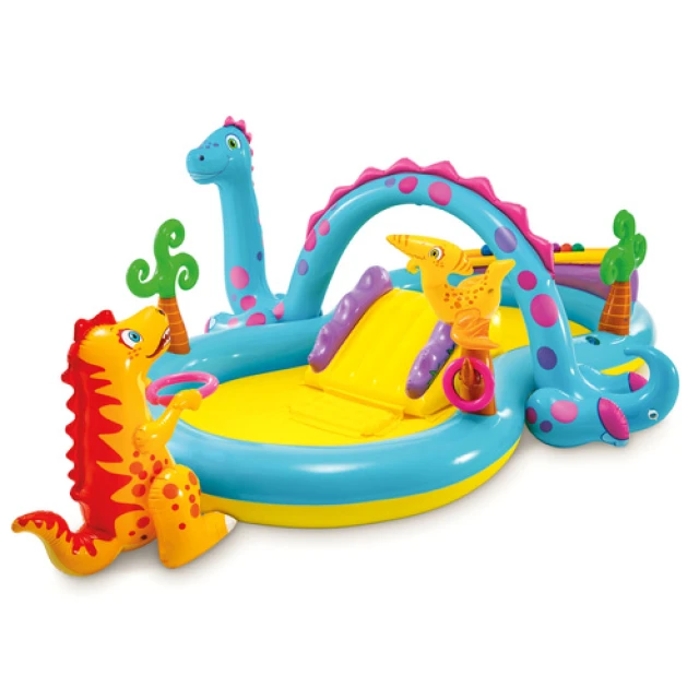 Надувний водний ігровий центр Intex Dinoland 302x229x112 см з гіркою (6941057402505)