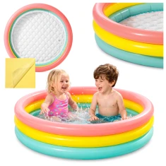 Дитячий надувний басейн Intex 57412NP 114x25 см райдужний 3 кільця 131 л (6941057457413)
