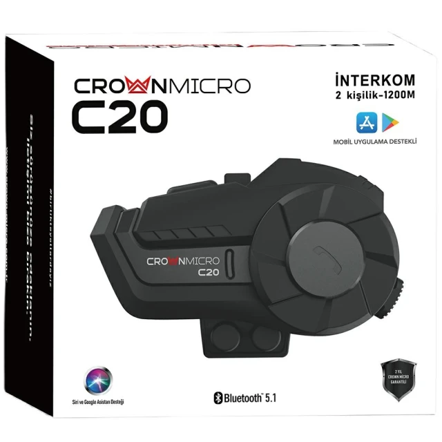 Bluetooth гарнітура мотоциклетна Crown C20 Black (6941141619659)