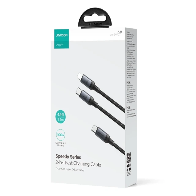 Кабель Joyroom Speedy Series USB-C to USB-C/Lightning 100W 1.5 m Black (SA21 1T2)