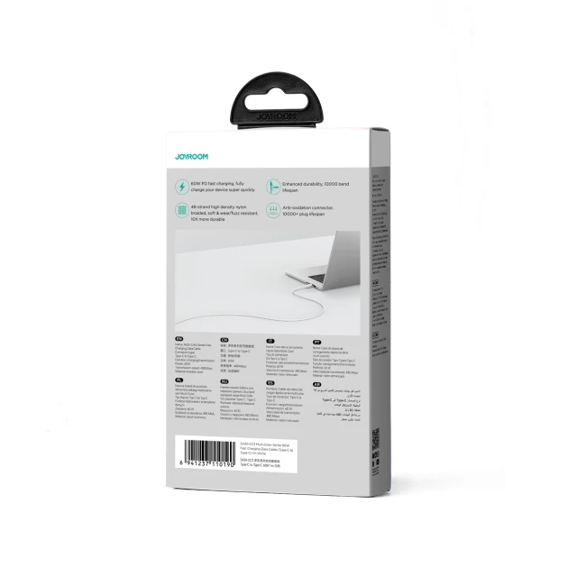 Кабель Joyroom Multi-Color Series SA34-CC3 USB-C to USB-C 60W 1m White (6941237110190)