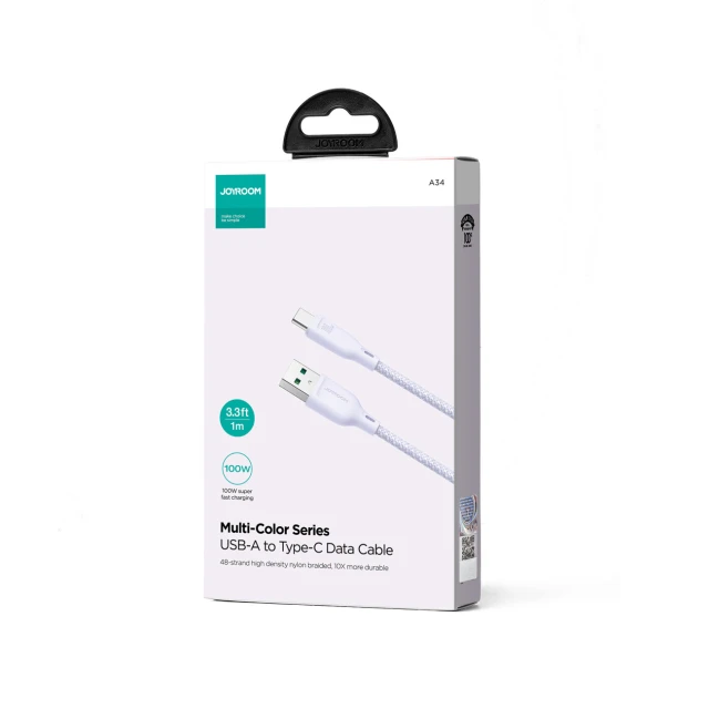 Кабель Joyroom Multi-Color Series SA34-AC6 USB-A to USB-C 100W 1m Purple (6941237110459)