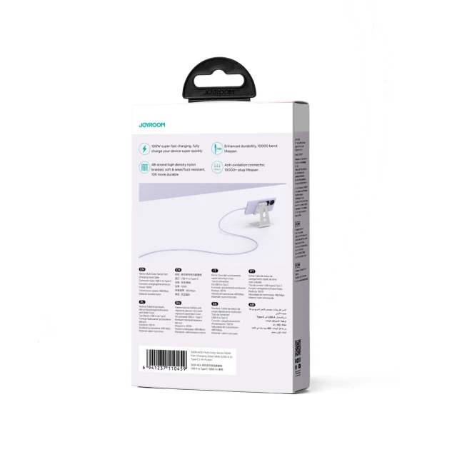 Кабель Joyroom Multi-Color Series SA34-AC6 USB-A to USB-C 100W 1m Purple (6941237110459)