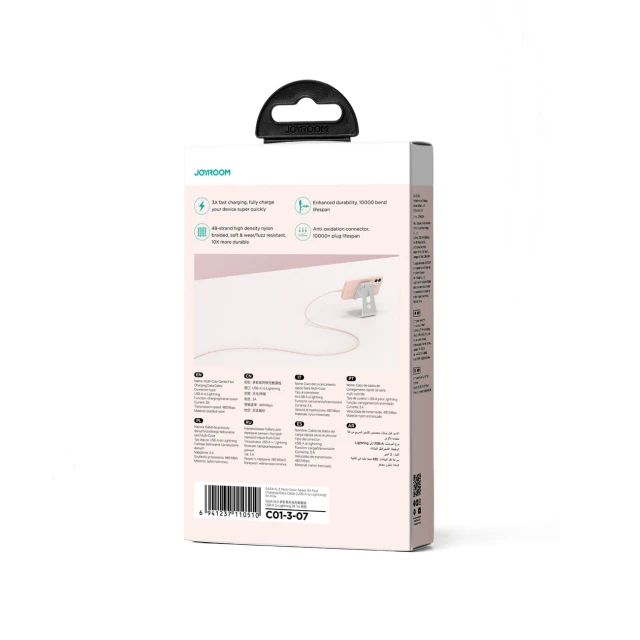 Кабель Joyroom Multi-Color Series SA34-AL3 USB-A to Lighting 3A 1m Pink (6941237110510)