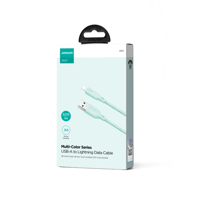 Кабель Joyroom Multi-Color Series SA34-AL3 USB-A to Lighting 3A 1m Green (6941237110541)