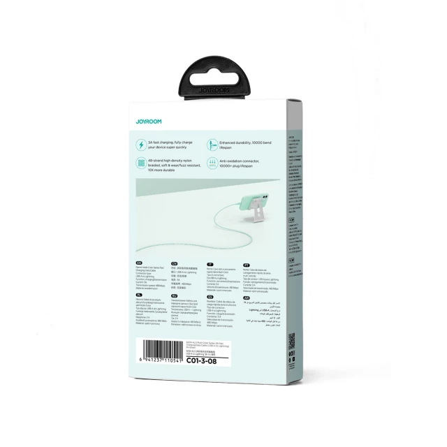 Кабель Joyroom Multi-Color Series SA34-AL3 USB-A to Lighting 3A 1m Green (6941237110541)