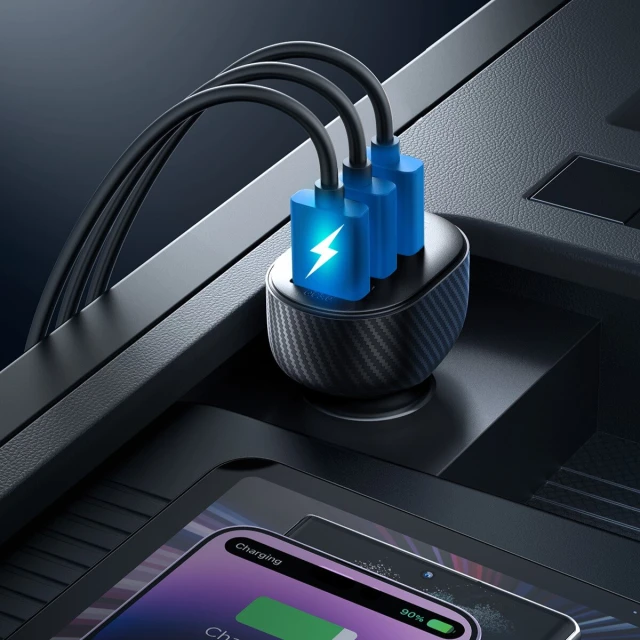Автомобільний зарядний пристрій Joyroom JR-CCD03 3.4A Car Charger 3x USB-A with Display Black (JR-CCD03)