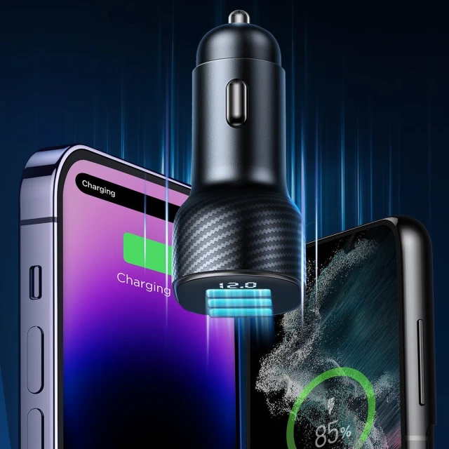 Автомобільний зарядний пристрій Joyroom JR-CCD03 3.4A Car Charger 3x USB-A with Display Black (JR-CCD03)