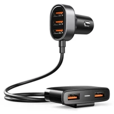 Автомобільний зарядний пристрій Joyroom 5x USB-A with Extension Cable 6.2A Black (JR-CL03)