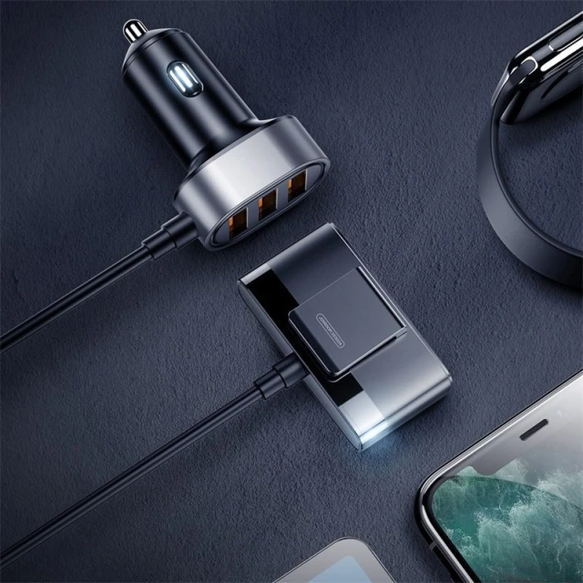 Автомобільний зарядний пристрій Joyroom 5x USB-A with Extension Cable 6.2A Black (JR-CL03)
