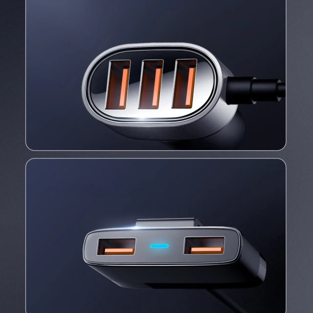 Автомобільний зарядний пристрій Joyroom 5x USB-A with Extension Cable 6.2A Black (JR-CL03)
