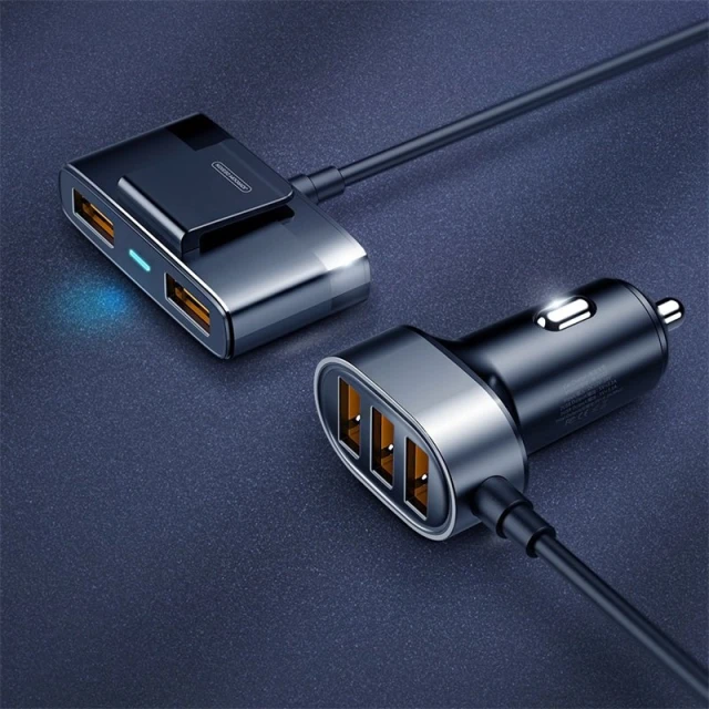 Автомобільний зарядний пристрій Joyroom 5x USB-A with Extension Cable 6.2A Black (JR-CL03)
