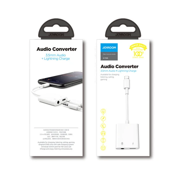 Адаптер Joyroom Lightning to Mini Jack 3.5mm/Lightning White (S-Y105)