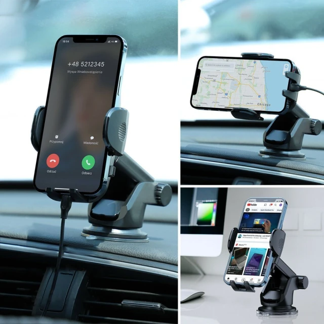 Автотримач Joyroom Car Phone Holder with Telescopic Extendable Arm for Dashboard/Windshield Black (JR-ZS259-BK-DB)