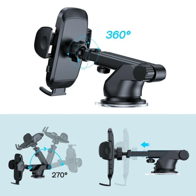 Автотримач Joyroom Car Phone Holder with Telescopic Extendable Arm for Dashboard/Windshield Black (JR-ZS259-BK-DB)