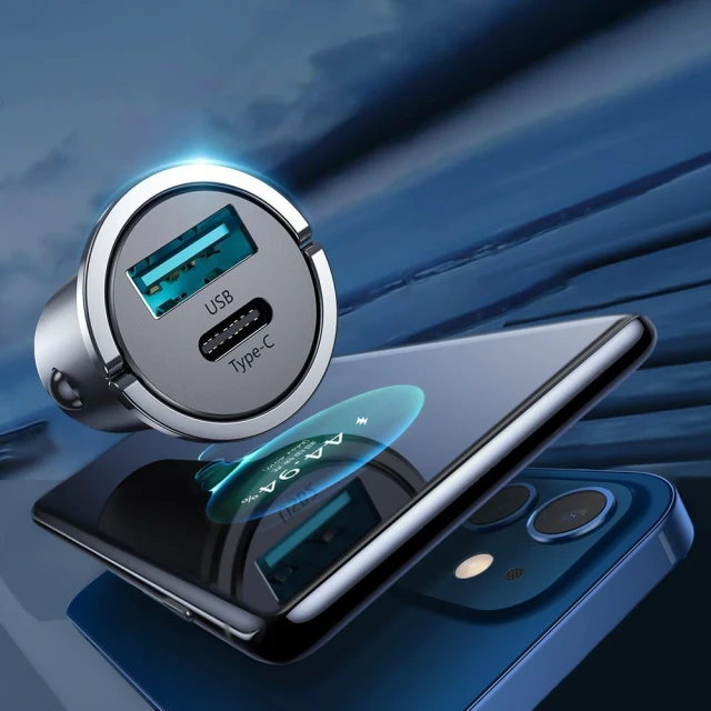 Автомобільний зарядний пристрій Joyroom Quick Charge USB-A/USB-C 45W 5A Grey (C-A35-GR)