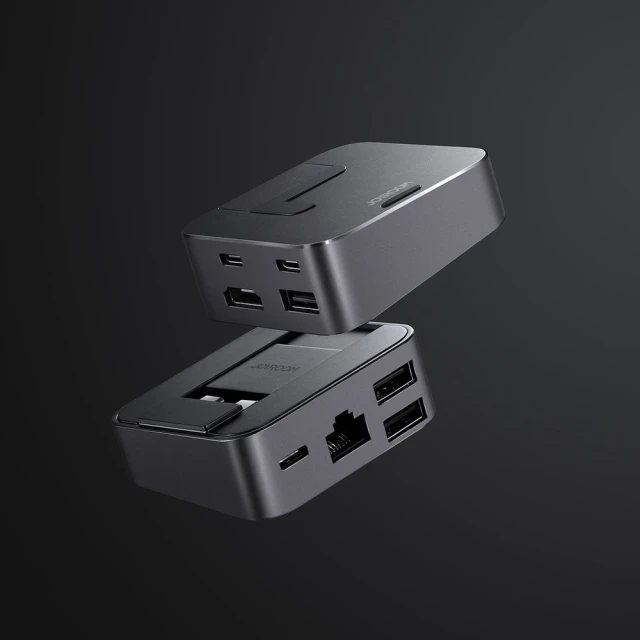 USB-хаб підставка Joyroom USB-C to USB-A/USB-C/RJ45/HDMI/Thunderbolt для MacBook Pro Grey (S-H121-GRAY)