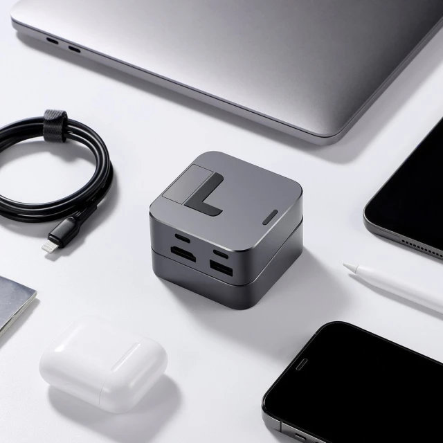 USB-хаб підставка Joyroom USB-C to USB-A/USB-C/RJ45/HDMI/Thunderbolt для MacBook Pro Grey (S-H121-GRAY)