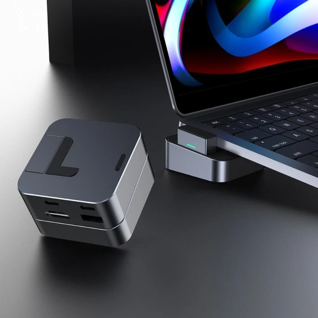 USB-хаб підставка Joyroom USB-C to USB-A/USB-C/RJ45/HDMI/Thunderbolt для MacBook Pro Grey (S-H121-GRAY)
