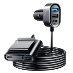 Автомобильное зарядное устройство Joyroom 3x USB-A/2x USB-C 72W 1.5m Black (JR-CL05)