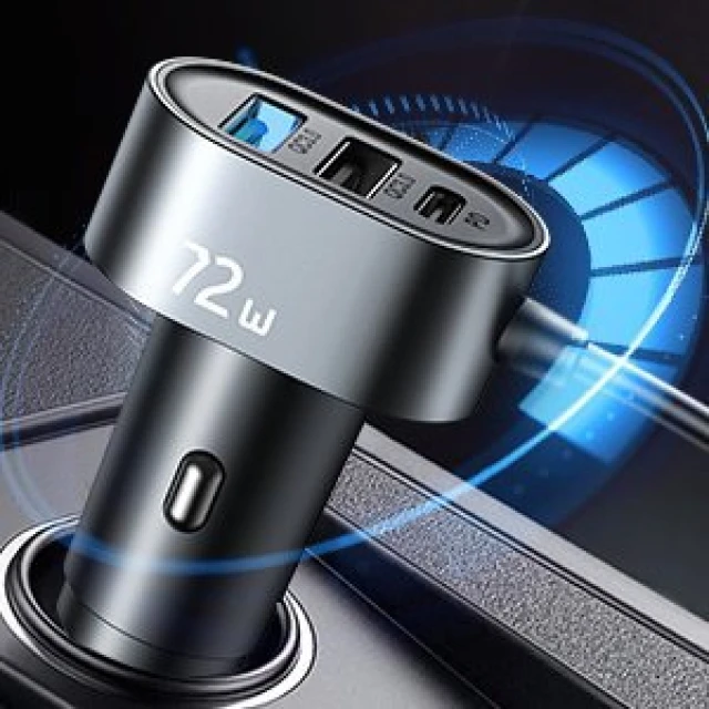 Автомобільний зарядний пристрій Joyroom 3x USB-A/2x USB-C 72W 1.5m Black (JR-CL05)