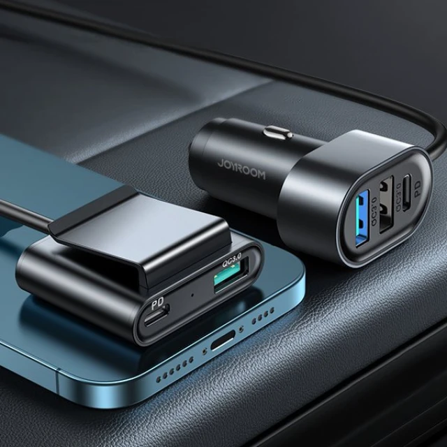 Автомобільний зарядний пристрій Joyroom 3x USB-A/2x USB-C 72W 1.5m Black (JR-CL05)