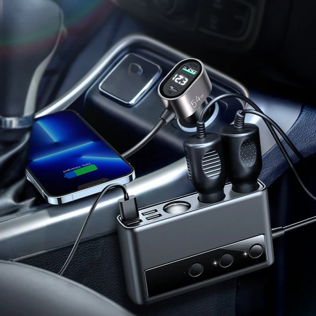 Автомобільний зарядний пристрій Joyroom 9-in-1 5x USB-A/USB-C/3x Cigarette Lighter Socket 154W Black (JR-CL06)