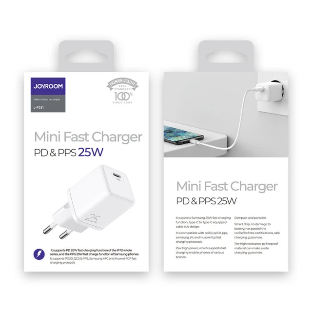Мережевий зарядний пристрій Joyroom FC 25W USB-C White (L-P251-WH-EU)