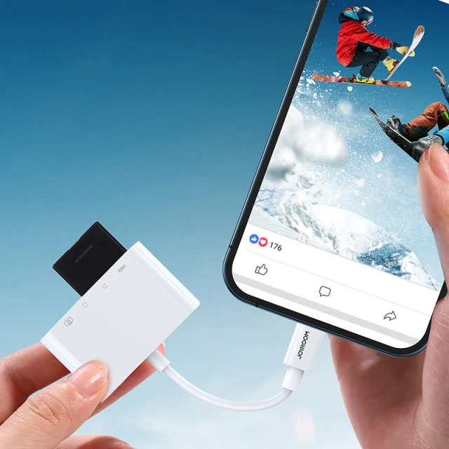 USB-хаб Joyroom Lightning to USB-A/SD/TF/Lightning White (S-H142-WHITE)