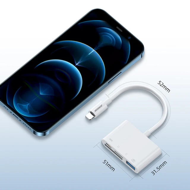 USB-хаб Joyroom Lightning to USB-A/SD/TF/Lightning White (S-H142-WHITE)