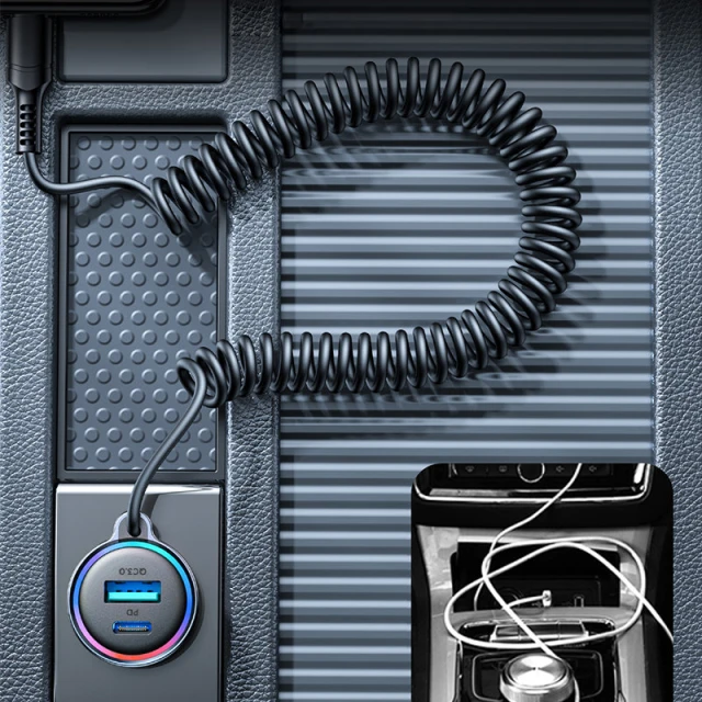 Автомобільний зарядний пристрій Joyroom 3-in-1 USB-A/USB-C with USB-C Cable 55W 1.5m Black (JR-CL07)