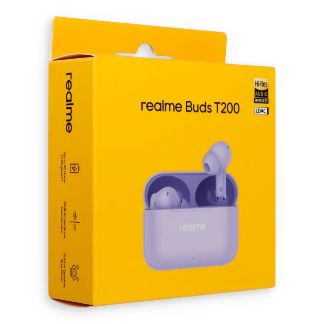 Навушники бездротові Realme Buds T200 Purple (6941764462120)