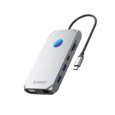 Станція докування USB-C Orico XCR 12в1 RGB 3x USB-A 3.1 1x USB-A 2.0 1x USB-C PD 100W 1x USB-C 3.1 1x HDMI 1.4 4K 30Hz 1x VGA 1080p 1x microSD/SD 3.0 