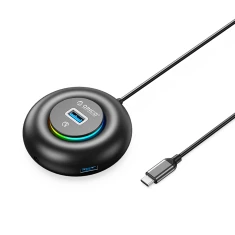 USB Hub Orico YXR4-C3 RGB 4-портовый USB-A 3.0 с аудио/микрофонным портом 1.8м Black (6941788806870)