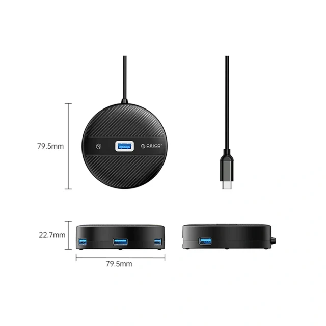 Hub USB Orico YS1-C2 4-портовий 1xUSB-A 3.0 3xUSB-A 2.0 0.3м Black