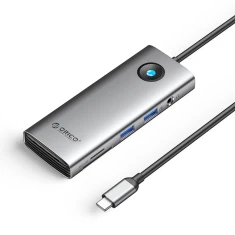 Станция подключения USB-C Orico PW11 2x USB-A 3.0 1x USB-C PD 100W 1x HDMI 4K 1x microSD/SD 1x RJ45 1x Audio 3.5mm Gray (6941788814882)