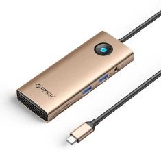 Станция подключения USB-C Orico PW11 2x USB-A 3.0 1x USB-C PD 100W 1x HDMI 4K 1x microSD/SD 1x RJ45 1x Audio 3.5mm Rose Gold (6941788814905)