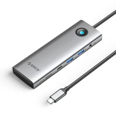 Док-станция USB-C Orico PW11 9в1 2xUSB-A 3.0 1xUSB-C 3.0 1xUSB-C PD100W 1xHDMI 4K 60Hz 1xmicroSD/SD 1xRJ45 2.5G Ethernet 1x3.5mm Audio Gray (694178881