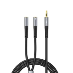 Адаптер аудіо Orico AX2 mini jack 3.5 mm розгалужувач на навушники і мікрофон 1 м Black (6941788821354)