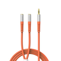 Аудиокабель Orico AX2-10 разветвитель miniJack 3.5 мм для наушников и микрофона 1 м Orange (6941788821361)