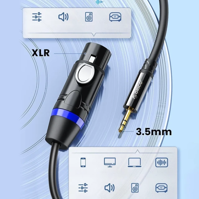 Аудіокабель Orico AXKF mini jack 3.5mm to XLR 5м (6941788821903)