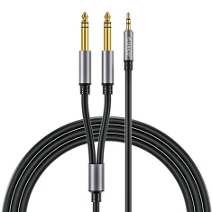 Кабель аудіо Orico AX2N mini jack 3.5 mm на 2 x jack 6.5 mm 1 м Black (6941788822115)