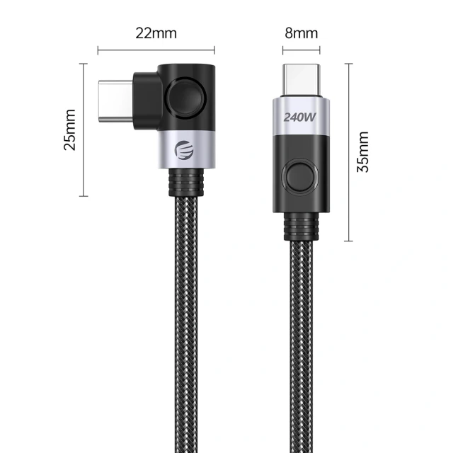 Кабель кутовий Orico CW240 USB-C to USB-C PD 240W 0.5 m Black (6941788830110)