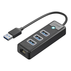 USB Hub Orico PW3UR25-U3 4-портовый 3x USB-A 3.0 1x RJ45 2.5G Ethernet 0.15м Black (6941788856240)