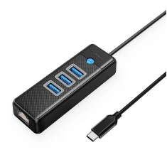 USB Hub Orico PW3UR25-C3 4-портовий 3x USB-A 3.0 + RJ45 2.5G Ethernet 1.8м Black (6941788856523)