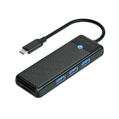 Хаб USB Orico PAPW3AT-C3 4-портовий 3x USB-A 3.0 з читачем карт microSD/SD 0,15м Black (6941788869240)