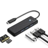 Hub USB Orico PAPW3AT-U3 4-port 3xUSB-A 3.0 з картрідером microSD/SD Black